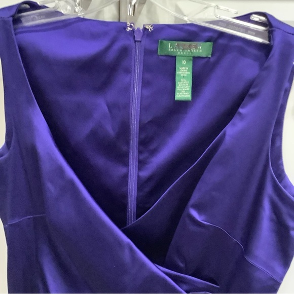 Lauren Ralph Lauren Deep Purple Satin Midi Sleeveless Dress - Picture 4 of 5